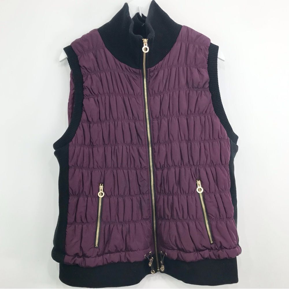 Calvin Klein Burgundy Black Gold Gathered Performance Stretch Vest